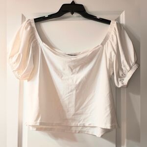 Eloquii White Off the Shoulder Puff Sleeve Top